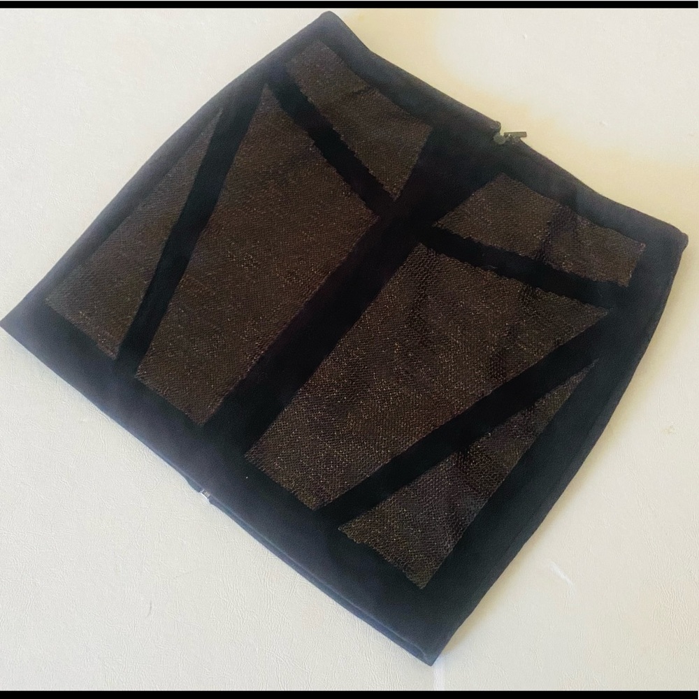 BEBE Black Sequins Stretch mini Black Skirt Sz Med
